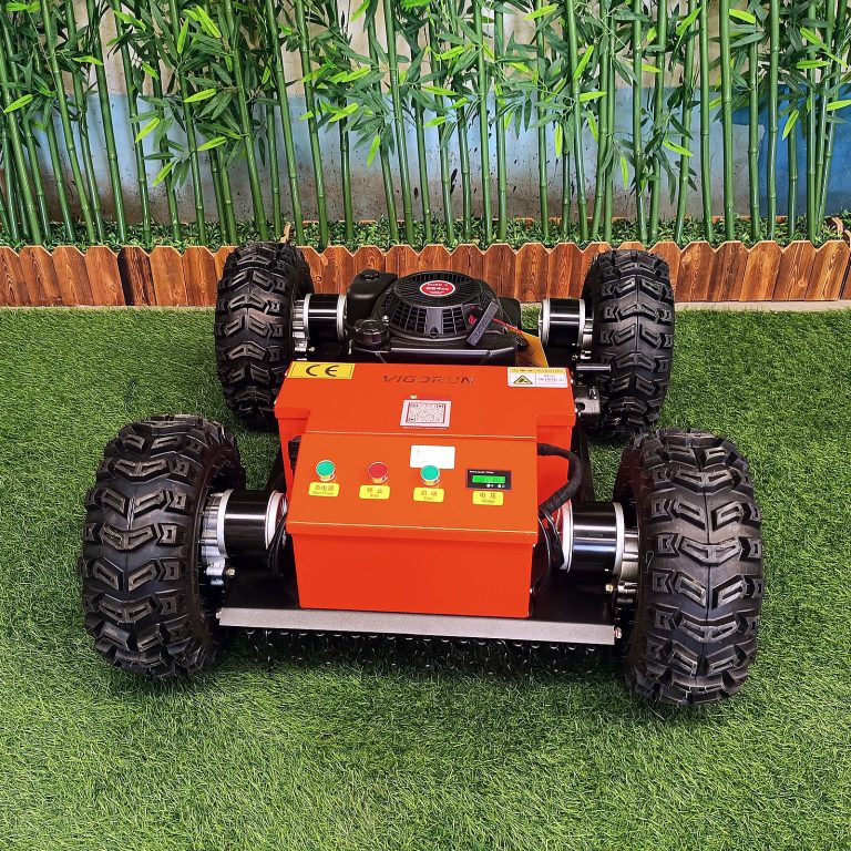 strong power petrol engine electric traction travel motor remote controlled grass cutter machine