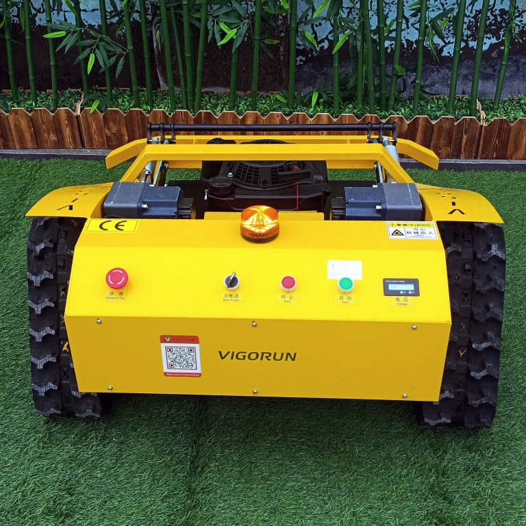 petrol small size light weight brushless DC motor remote control brush cutter on tracks